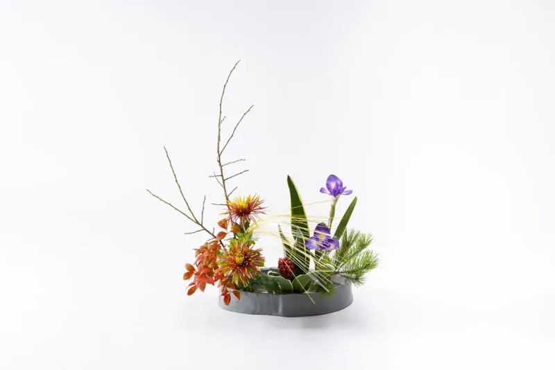 手引書付き花材セット3の生け方例(花器は付属しません)