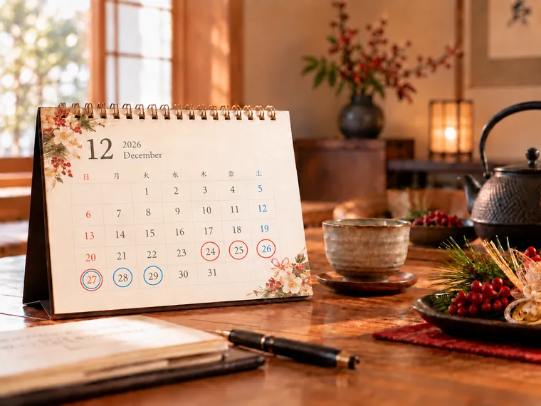 12月のカレンダーで、お届け日を確かめる